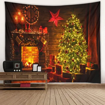 Kamin Božično drevo tapiserija Božični dan visi krpo scene okraski visi krpo steno krpo več velikostih