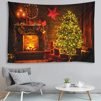 Kamin Božično drevo tapiserija Božični dan visi krpo scene okraski visi krpo steno krpo več velikostih