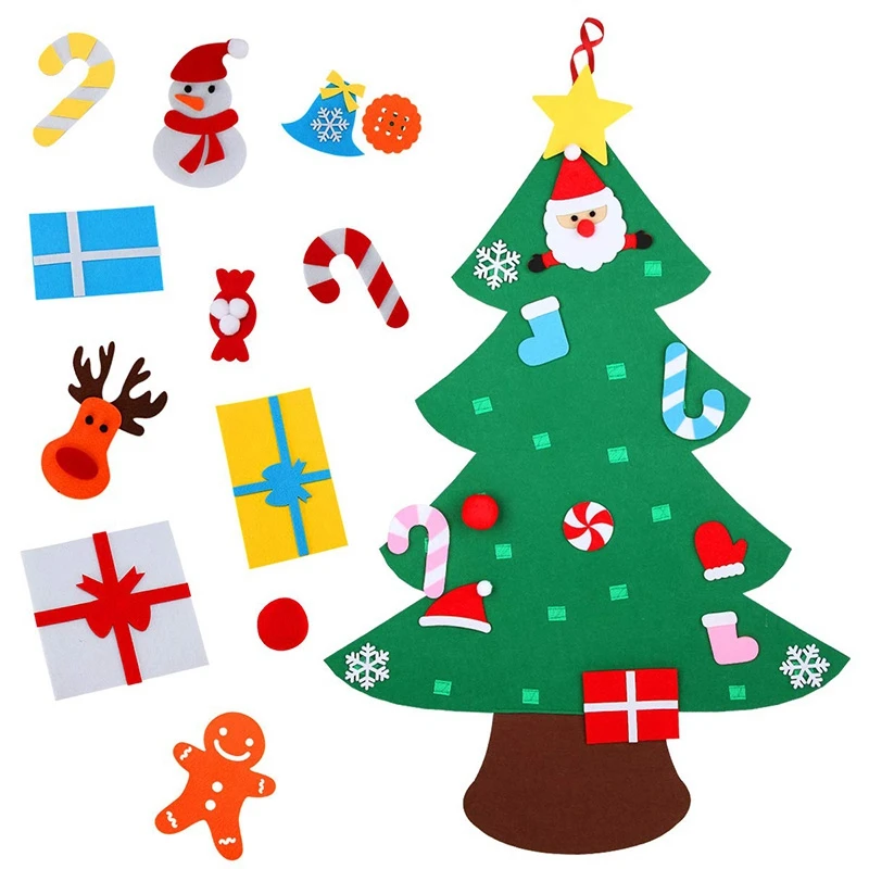 3D Čutiti Božično Drevo Steni Visi 3Ft Božično Drevo Nastavite z Okraski za Otroke Božič DIY Odlikovanja