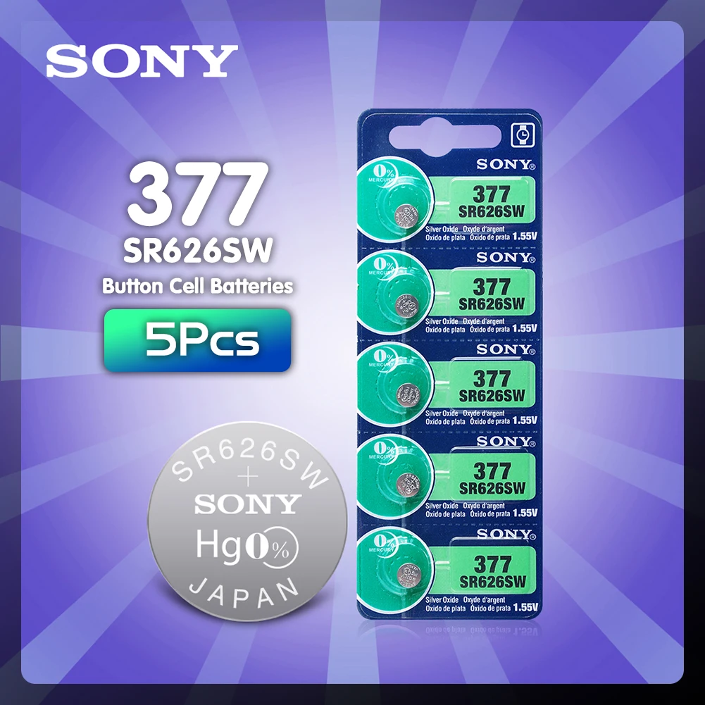 5pc Za Sony 377 SR626SW SR626 AG4 1.55 V Srebrni Oksida Watch Baterije SR626SW 377 177 376 Gumb gumbaste, ki NA JAPONSKEM