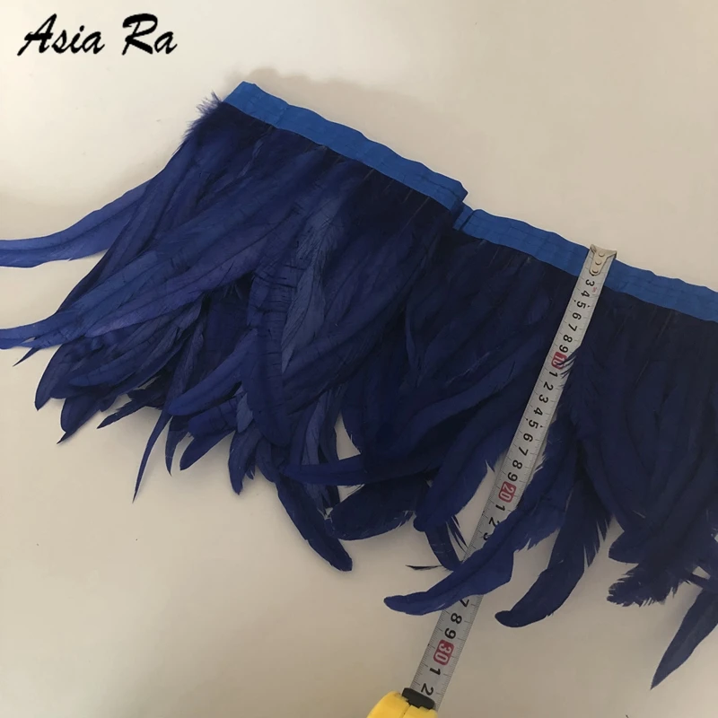 Brezplačna Dostava - 10 metrov Kraljevsko Modra Petelinji rep pero obrezovanje bonitete coque pero na Saten Glavi 12-14inch/30-35 cm v širino