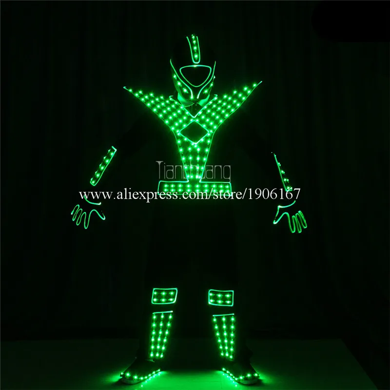Programabilni Moških led svjetlovodni tron robot kostumi, ples ekipa full color led luči dj oblačila svetlobni fazi nosi disco obleko