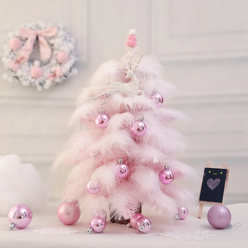 Romantično Roza Božično Drevo Pero Božični Okraski Umetno Drevo Dekle Srce Rojstni Dan Darilo Za Božič, Novo Leto Stranka