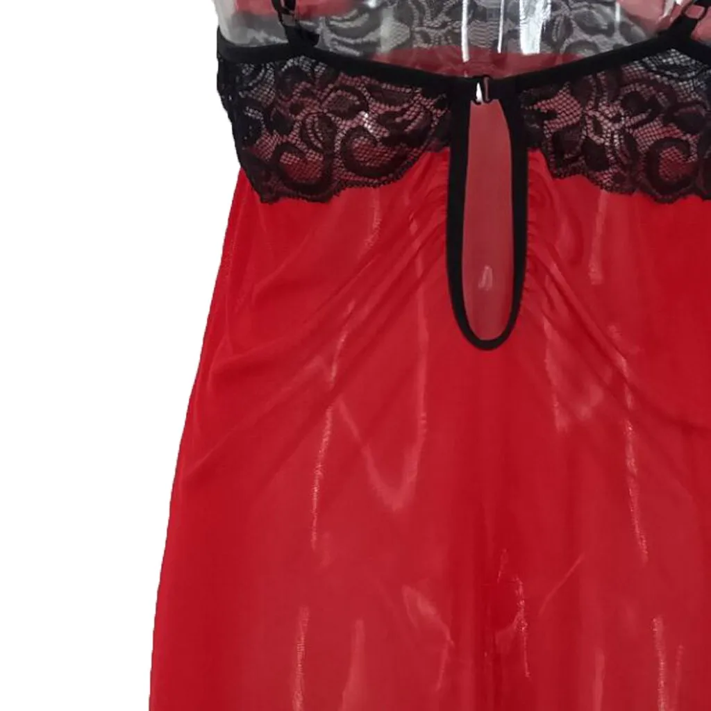 Špageti Trak Mozaik Perilo, Obleko Sleepwear Nastavite Sleepshirts Velikost S-3L Rdeča Črna Off Ramenski Čipke Seksi Nightgown Žensk #W