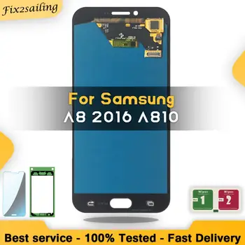 Super AMOLED Za Samsung Galaxy A8 2016 A8100 A810 LCD-Zaslon, Zaslon na Dotik, Računalnike Skupščine Zamenjava brezplačna dostava za darilo