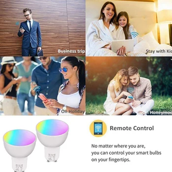 2Pcs 6W Wifi Smart Led Žarnice Gu10 Rgbw možnost zatemnitve Svetlobe Pokal , ki je Združljiv Z Alexa Google Domov , Domov Avtomatizacija