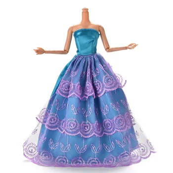 Ustvarjalne 1 Pc Moda Ročno Eleganten Čipke Sequins Multi Plasti Poročna Obleka Za Punčko Luksuzni Cvetlični Lutke, Dodatki