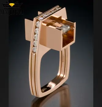 Novi modeli 2019 14k zlato je povečal mikro-vdelan cirkon udejstvovanje na debelo veliko večino osebno modni nakit 925 moški prstan
