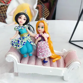 Disney Risanke, Animacije Diamond morska deklica Princesa Jasmina key chain avto za moške in ženske torbe ključnih verige igrače za otroke dekle
