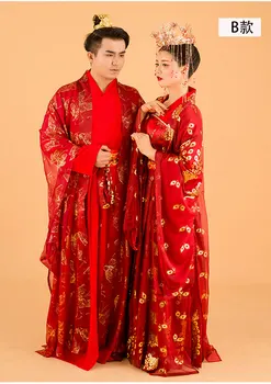 2 Modeli Ming Dinastija Krasen Rdeče, Nevesta, Ženin Poroko Kostum Hanfu za Najnovejši TV Predvajaj Legende MingLan Nekaj Ljubitelje Hanfu