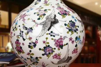 Jingdezhen Porcelanasta vaza Bor Žerjav Ciljni vzorec Velika Vaza Sodobni Kitajski Gospodinjski Dekoracijo kitajskih tleh velike vaze