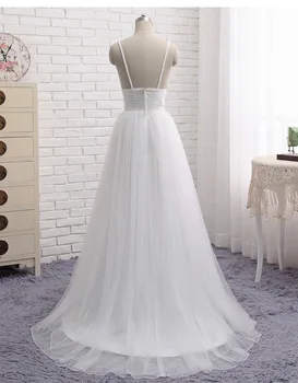 Nova Špageti Trak Proti-vrat Backless Vestidos De Noiva Naguban Til A-linije Dolge Poročne Obleke 2020 Haljo De Mariee Poročne Oblek