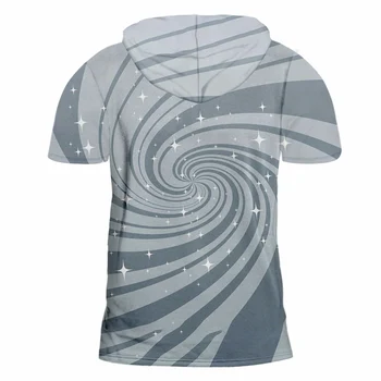 UJWI Novega Človeka, Priložnostne Harajuku Hooded Tshirt 3D Tiskanih Osebnost Bleščice Vzorec Trak In Vortex T shirt Velika Velikost 6XL