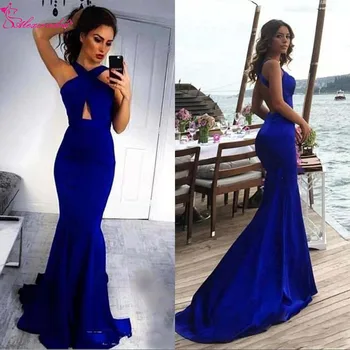 Alexzendra Kraljevsko Modra Morska Deklica Prom Obleke 2019 Prečkal Nazaj Dolgo Formalno Večer Stranka Obleko Obleke