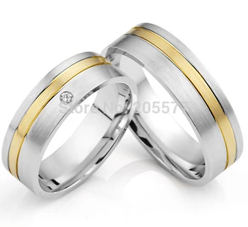 Luksuzni meri klasična zlata podolgovat titana zdravje njegov in njen zahodni poroko pasovih pari prstan kompleti