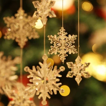 70 Kos Jasno Snežinke/Akrilna Crystal Snežinke Sneg Temo Okrasni Obesek DIY za Božično Drevo