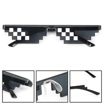 Mozaik sončna Očala Trik Igrača Thug Life Očala, ki se Ukvarjajo S To Očala Pixel Ženske Moški Črna Mozaik sončna Očala Smešno igrača Oct26