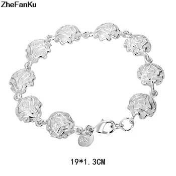 Padec ladijskega prometa 925 nakit silver plated nakit zapestnica lep modni rose cvet zapestnico na debelo