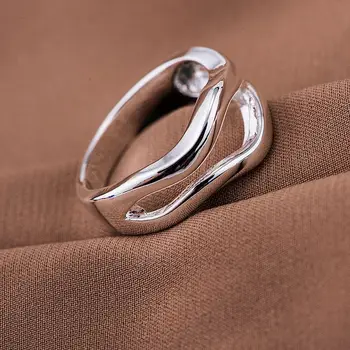 Trgovina Silver Plated obroč, posrebreni modni nakit, zaokroženo sijoče krivulja /cigakzna dzoamqva LQ-R583