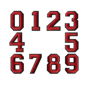 1PC 0-9 Črno in Rdeče, arabske številke, Mešani Vezene Sew na značko Železa Na vezenje Obliži Za Jakno Oblačila Vrečko Sopihanje