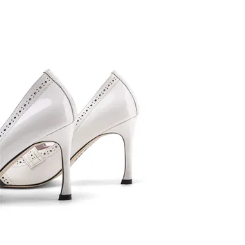 MoonMeek 2020 velika velikost 34-43 moda za ženske črpalke stiletto visokih petah konicami prstov sponke dame čevlji pravega usnja, obleka, čevlji